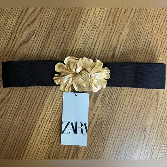 Zara | Accessories | Zara Gold Flowers Stretch Belt | Poshmark display picture 3